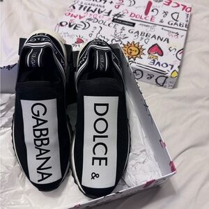 Dolce & Gabbana Women's Black and White Logo Sneakers